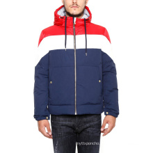 Winter Hooded Color Block Jacket Winter man's padded jacket